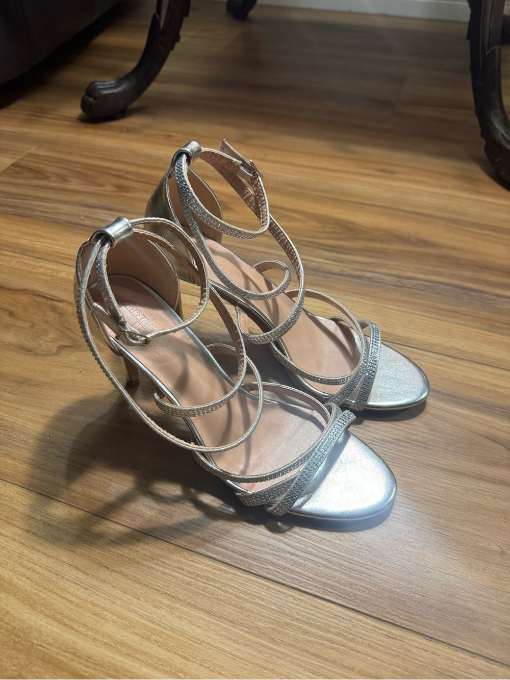 Charlotte Russe Silver Strappy High Heel Sandals
